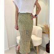 Jupe Aida maille crochet kaki