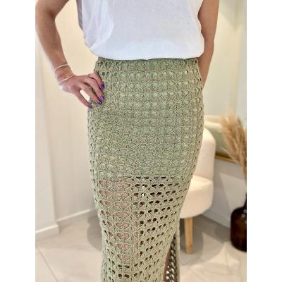 Jupe Aida maille crochet kaki