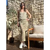Jupe Aida maille crochet kaki